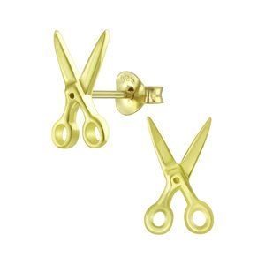 Gold Plated Sterling Silver Scissors Stud Earrings – Women’s Jewelry